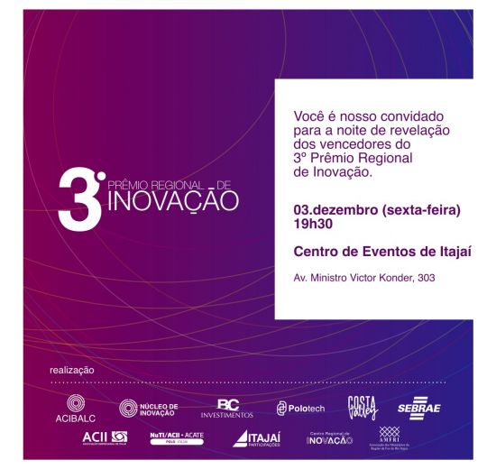 3º Prêmio Regional de Inovação acontece nesta sexta-feira