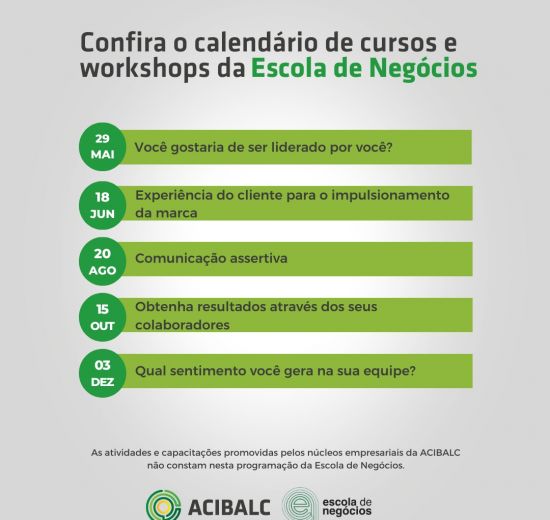 ACIBALC DIVULGA CALENDÁRIO DE CAPACITAÇÕES