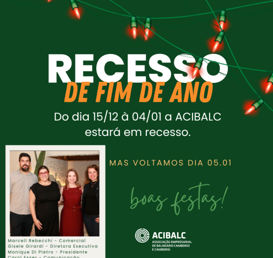 ACIBALC entra em recesso a partir de 15 de dezembro