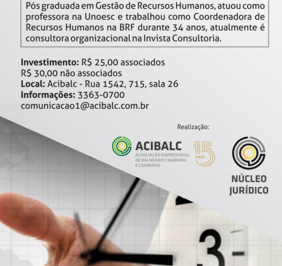 Gerenciamento de Tempo será tema de palestra na Acibalc