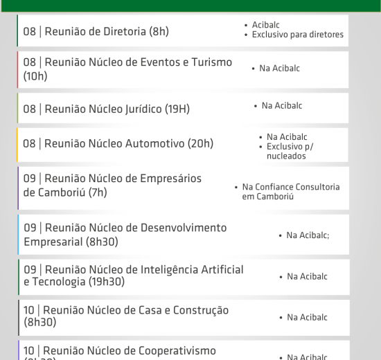 Núcleos da ACIBALC movimentam a semana com reuniões estratégicas