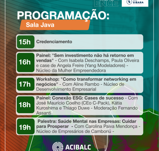 Sala JAVA do ACIBALC Experience traz temas essenciais para quem empreende, lidera ou quer evoluir